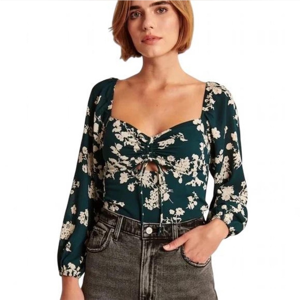 Abercrombie & Fitch Green Floral Blouse